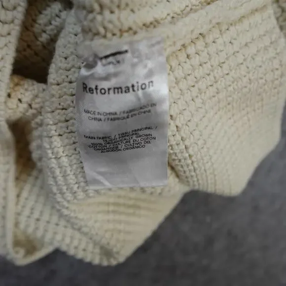 Reformation Top Womens Extra Large Suzanne Cotton Knit Tank Halter Crochet Cream - Picture 8 of 10